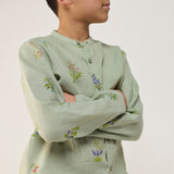 Akio Floral Linen Shirt - Mint