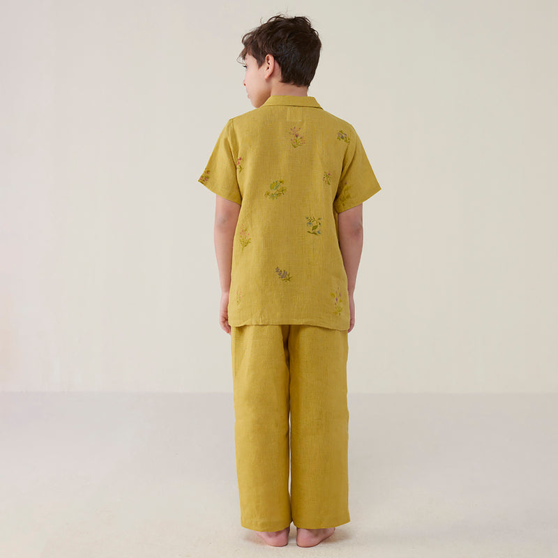 Kabo Floral Linen Shirt - Ochre