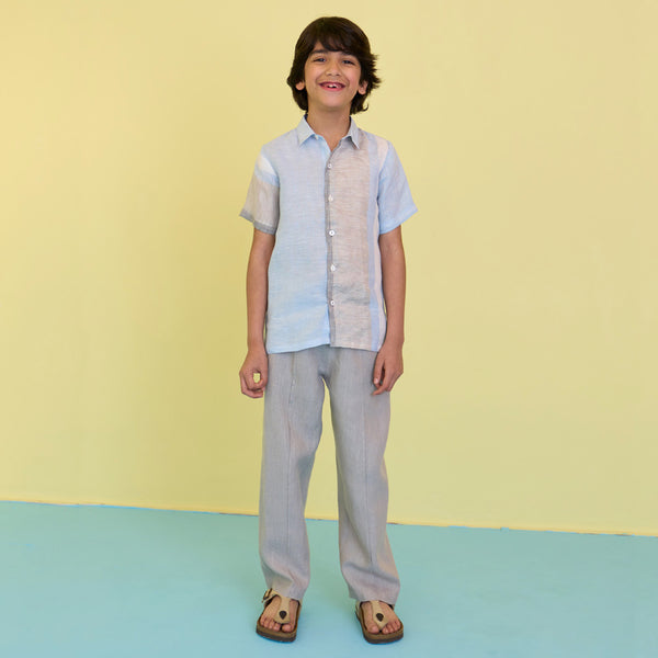 Yuri Linen Shirt - Powder Blue