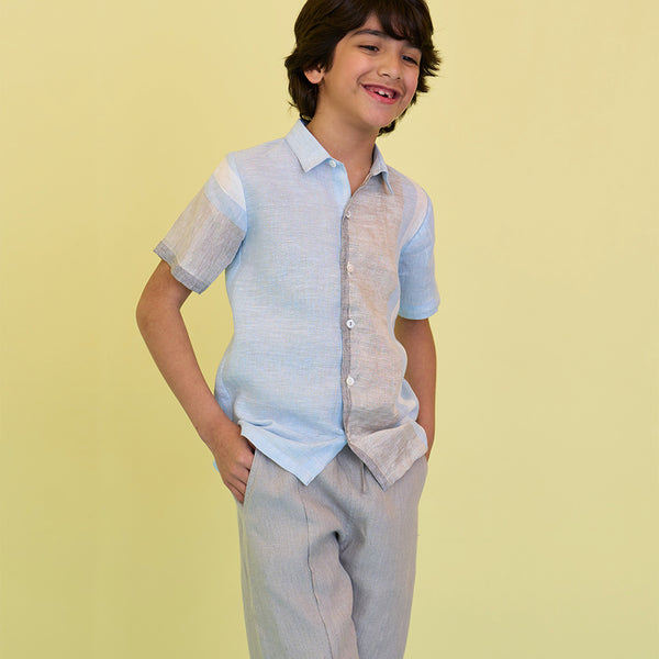 Yuri Linen Shirt - Powder Blue