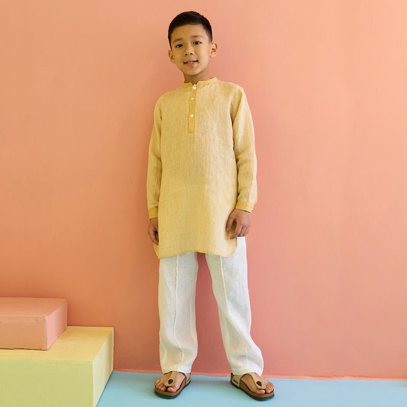 Zaki Linen Kurta - Amber