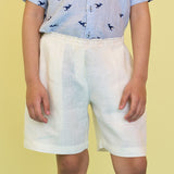 Jiro Plain Linen Shorts - Ivory