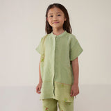 Aboli Patchwork Linen Shirt - Mint