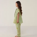 Aboli Patchwork Linen Shirt - Mint