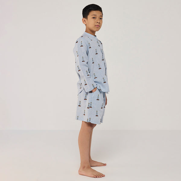 Ben Linen Shirt - Sky (Lighthouse)