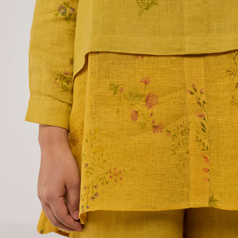 Leina A- Line Linen Co-ord Set - Ochre