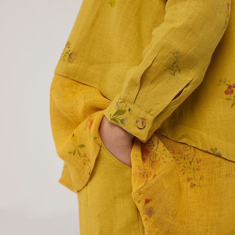 Leina A- Line Linen Co-ord Set - Ochre