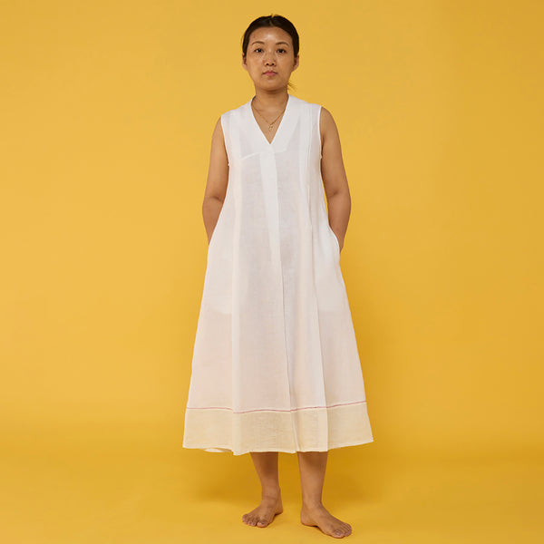Ita Pleated Linen Dress - White