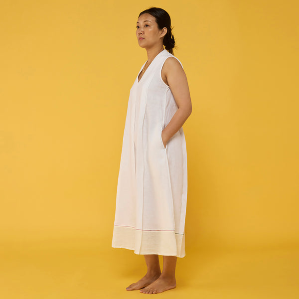 Ita Pleated Linen Dress - White