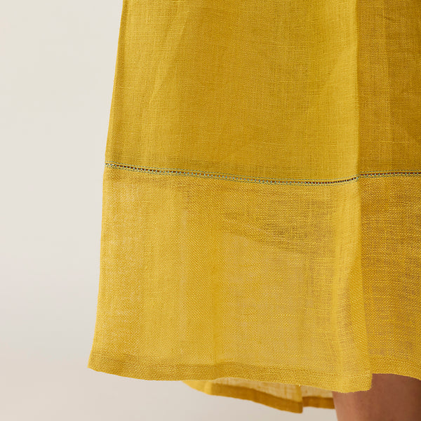 Ita pleated linen dress - ochre