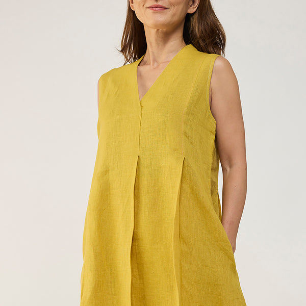 Ita pleated linen dress - ochre