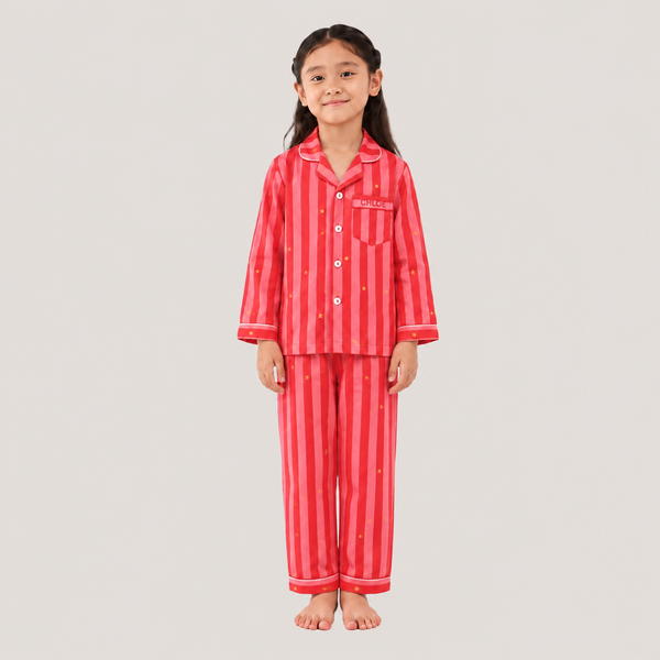 Merry Stripes Pajama Set For Kids