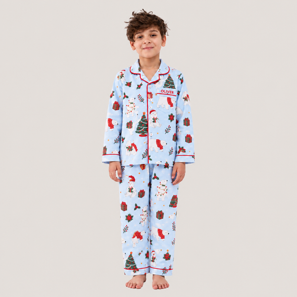 Snowy Bear Pajama Set For Kids