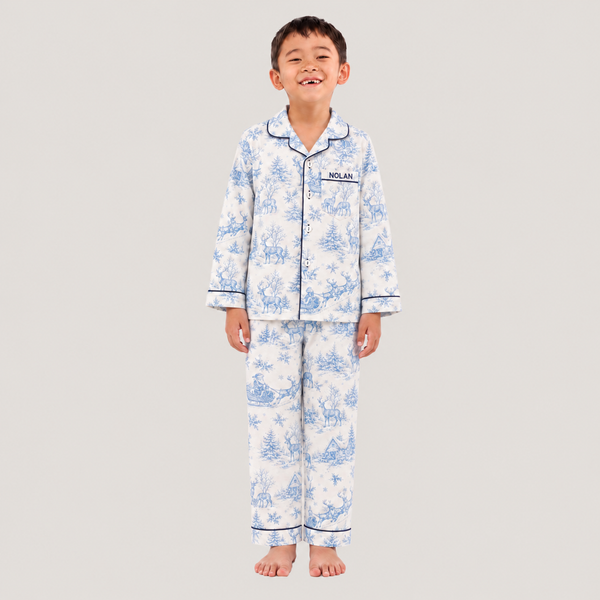 Christmas Night Toile Pajama Set For Kids