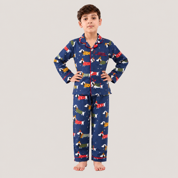 Holiday Puppy Love Pajama Set For Kids