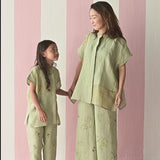 Aboli Patchwork Linen Co-ord Set - Mint