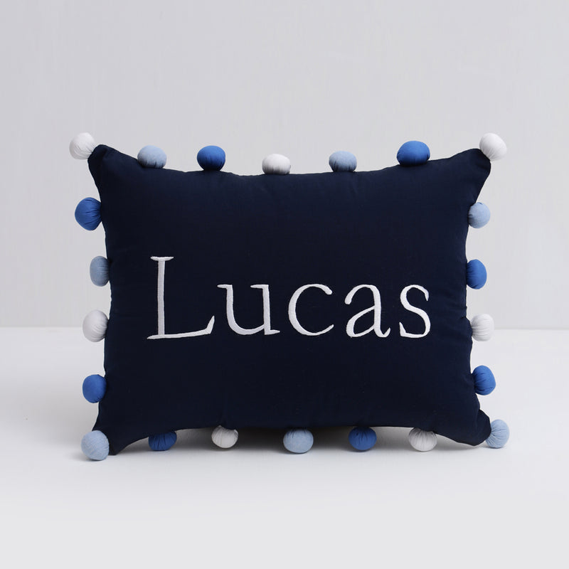 Pom Pom Pillow (Navy)