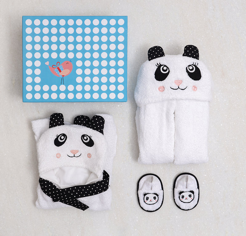 Spa Time New Born Gift Set (Panda) - With Hooded Towel