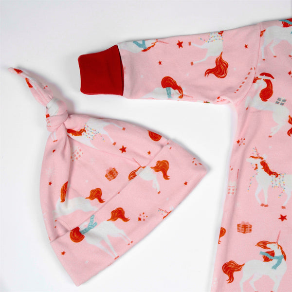 Christmas Unicorn Long-Sleeved Onesie & Hat Gift Set