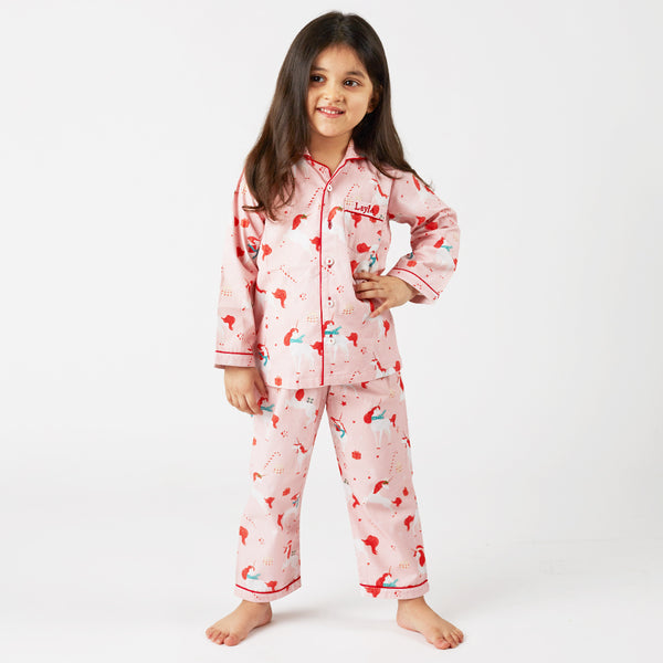 Christmas Unicorn Pajama Set For Kids
