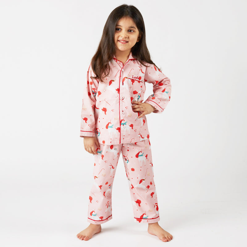Christmas Unicorn Pajama Set For Kids