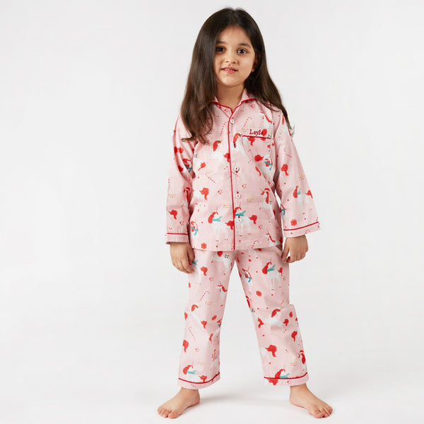 Christmas Unicorn Pajama Set For Kids
