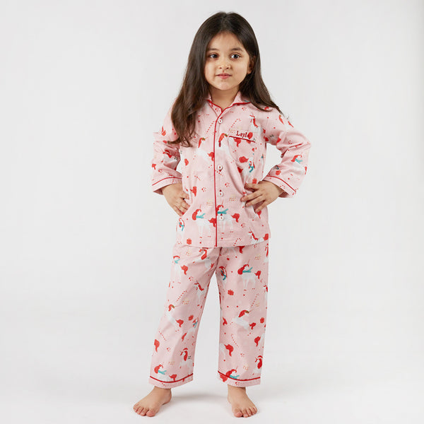 Christmas Unicorn Pajama Set For Kids