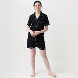 Women Classic Black Solid Shorts Set