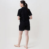 Women Classic Black Solid Shorts Set