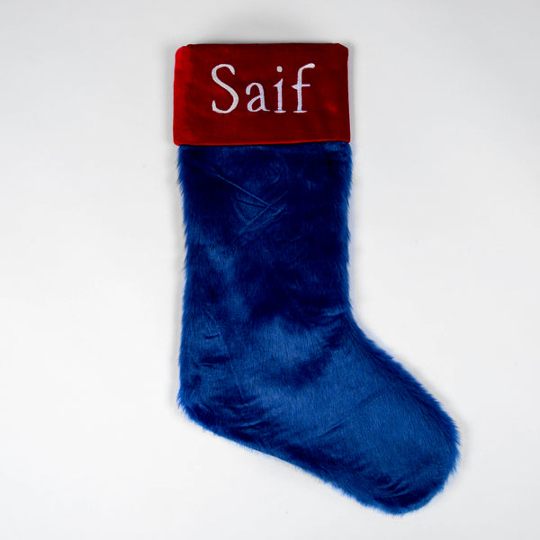 Classic Navy Faux Fur Stocking