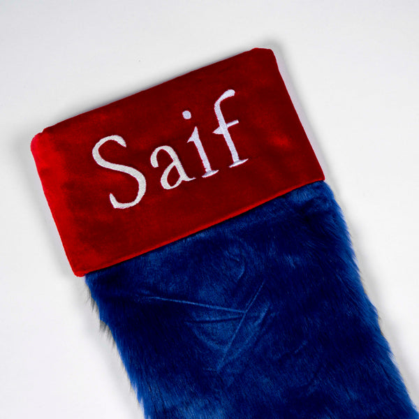 Classic Navy Faux Fur Stocking