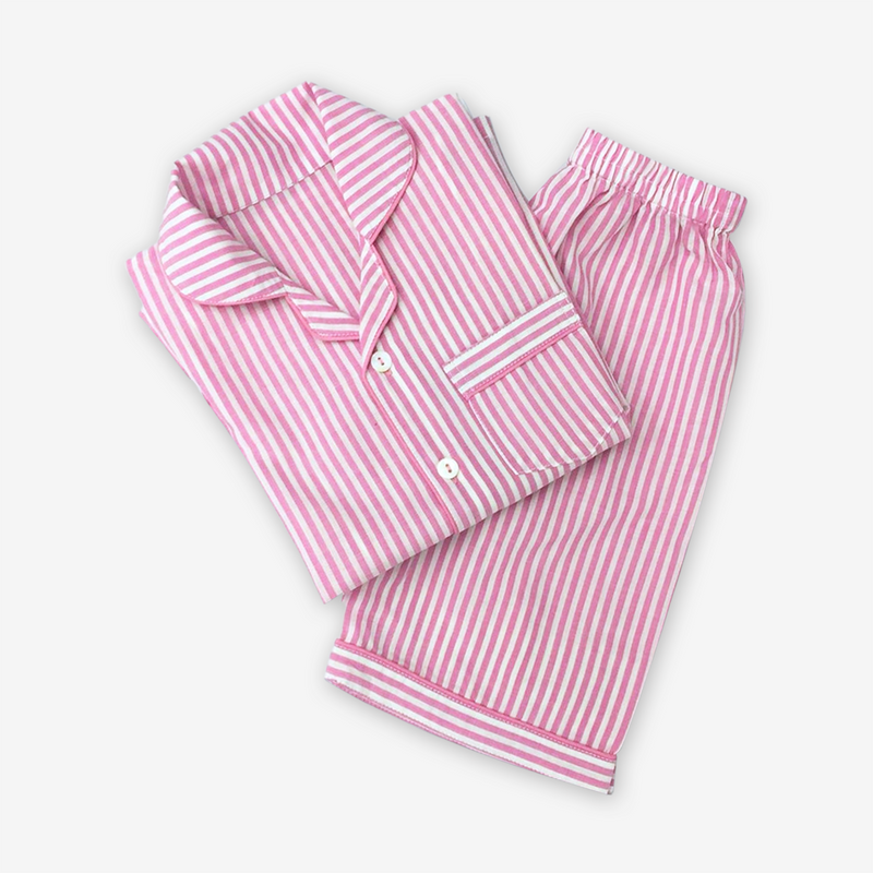 Classic Pink Stripes Shorts Set For Kids