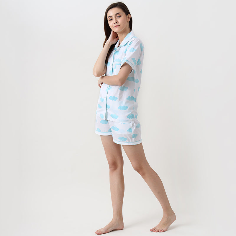 Women Organic Clouds Shorts Set
