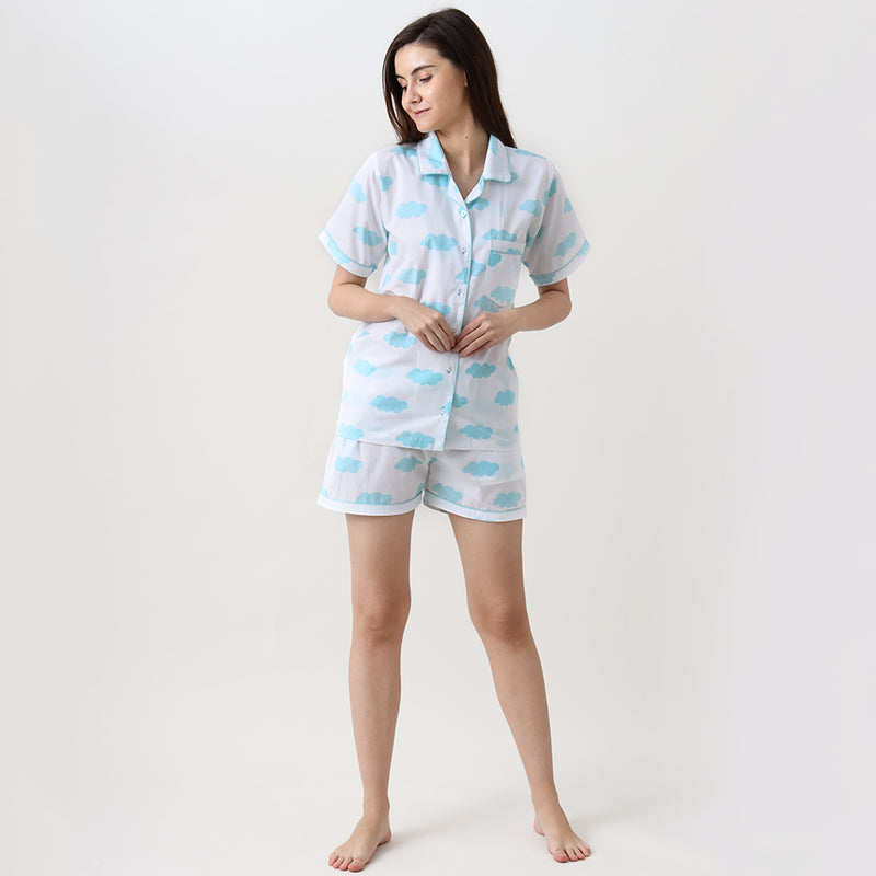 Women Organic Clouds Shorts Set