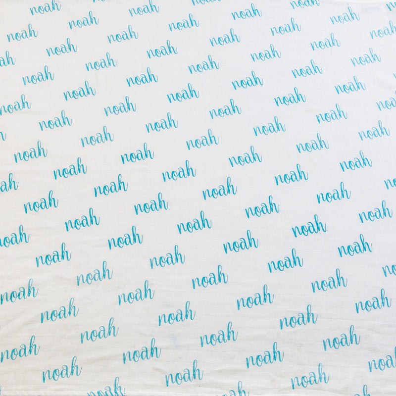 Personalized Organic Name Swaddle (Powder Blue)