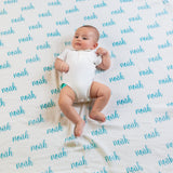 Personalized Organic Name Swaddle (Powder Blue)