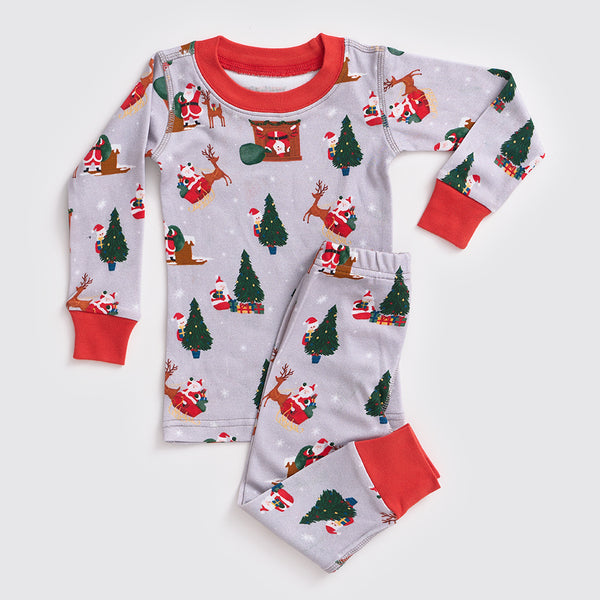 Santa At Home (Grey) Jersey Pajama Set
