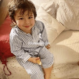 Classic Navy Gingham Pajama Set For Kids