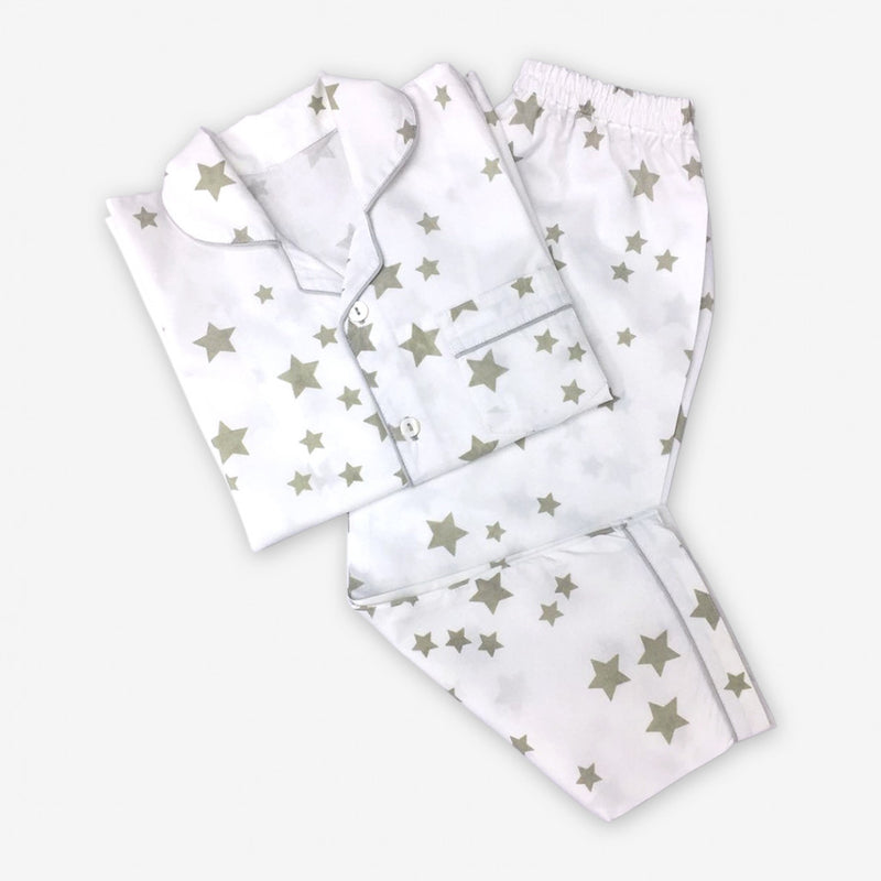 Grey Stars Pajama Set For Kids