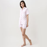 Women Pink Hearts Shorts Set