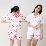 Women Pink Hearts Shorts Set