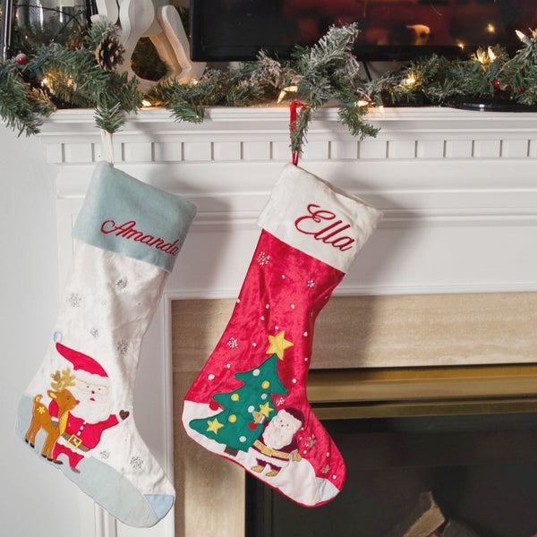 Santa & Christmas Tree Luxe Stocking
