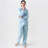 Women Lily Blockprint Pajama Set (English Blue)