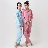 Women Lily Blockprint Pajama Set (Watermelon Pink)