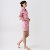 Women Lily Blockprint Shorts Set (Watermelon Pink)