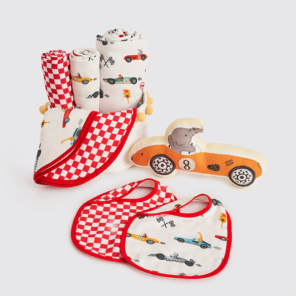 Favorite Essentials Organic Muslin Gift Hamper (Racing Cars)