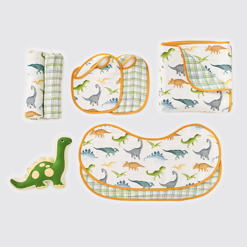 Favorite Essentials Organic Muslin Gift Hamper (Dinosaurs)