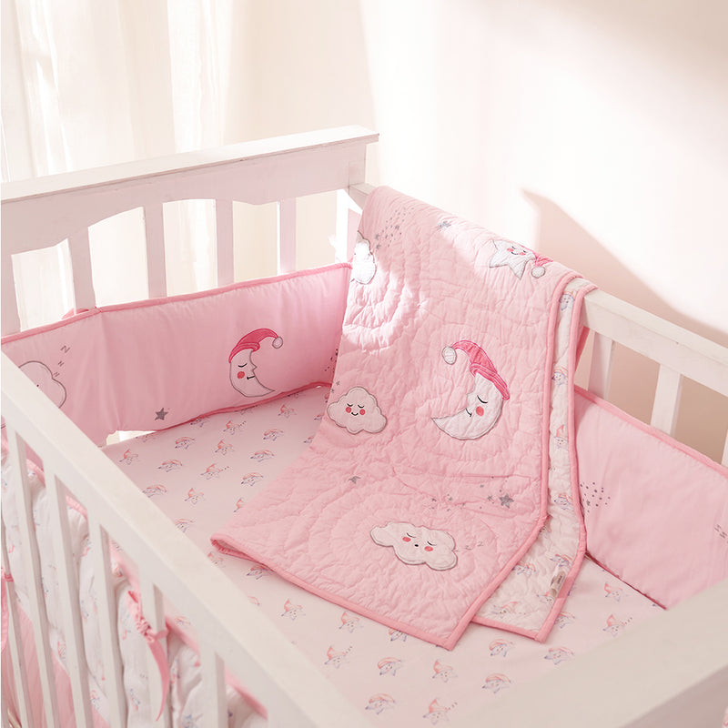 And Mattress Coral Pink White Ruffle Bumper Baby Crib Bedding Set