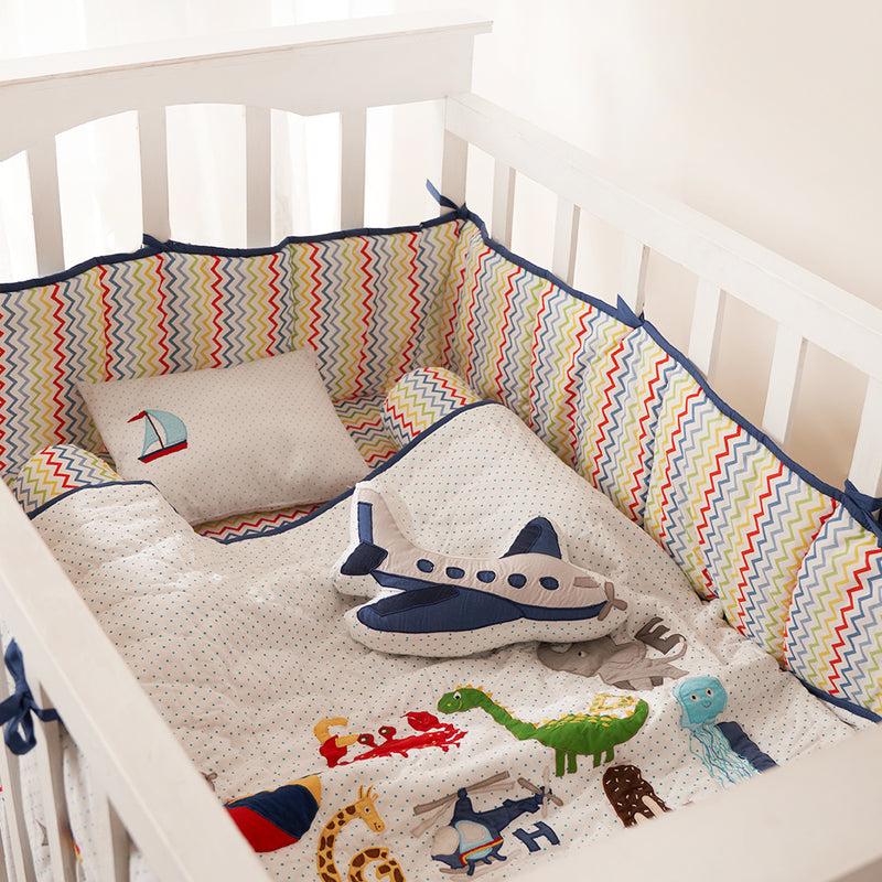 Alphabets Blue Complete Crib Bedding Set