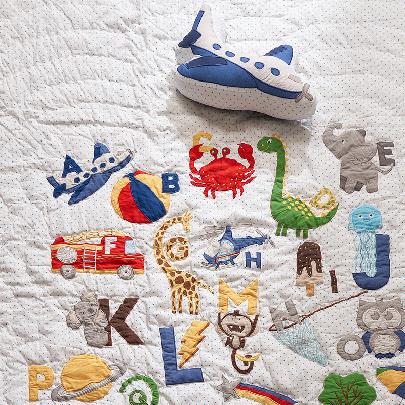 Alphabets Blue Complete Crib Bedding Set (With Bumper)